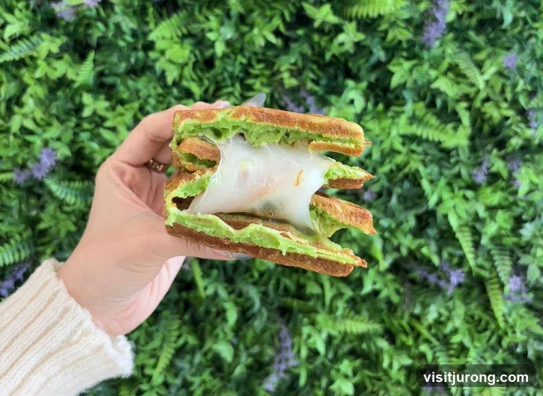Green Waffle Sandwich with Molten Filling