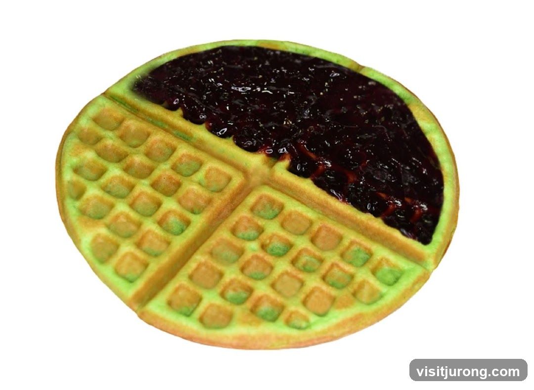 Green Waffle with Jam