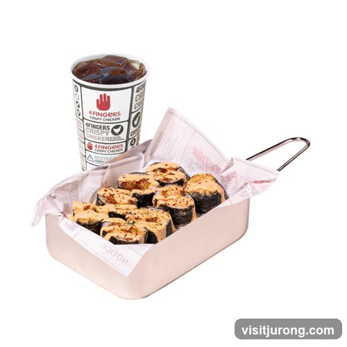 Crispy Chicken Rolls and Drink