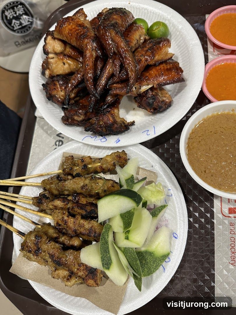 Grilled Chicken Wings and Satay Skewers