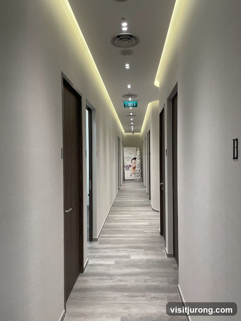 Hallway with Doors and Signage