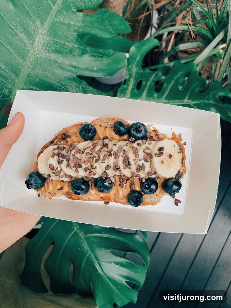 Peanut Butter Toast with Blueberries and Banana