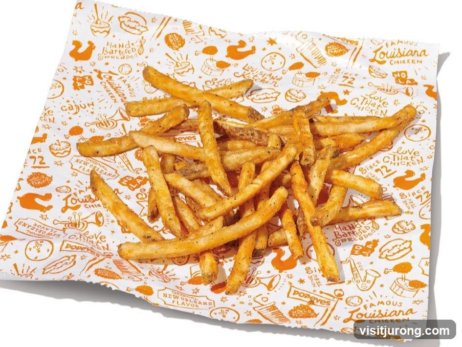 Fries on branded paper