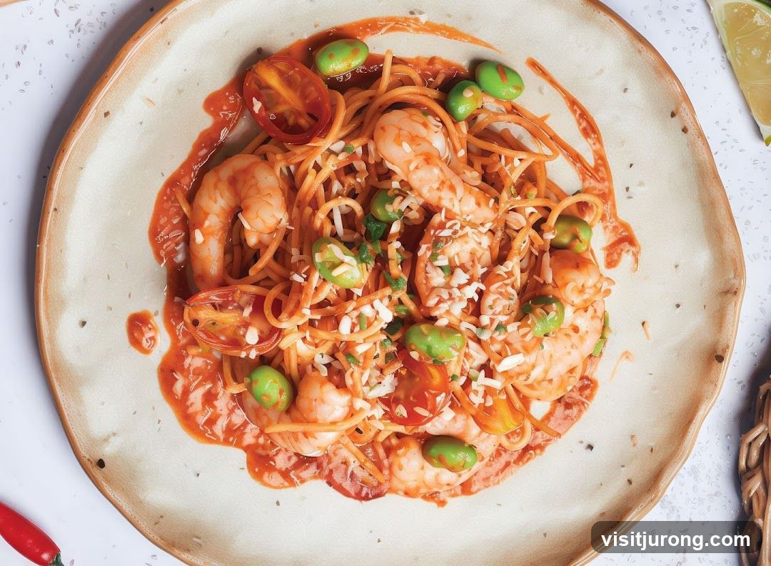 Shrimp Pasta with Tomatoes and Edamame