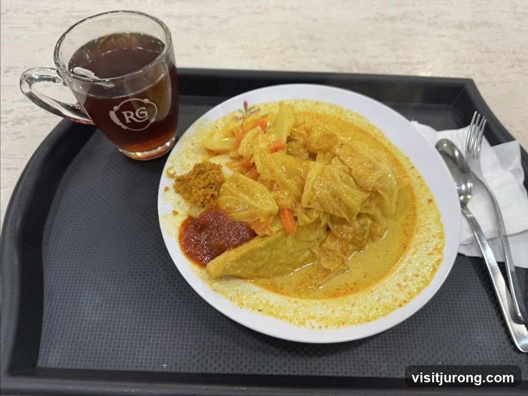 Curry dish with tea
