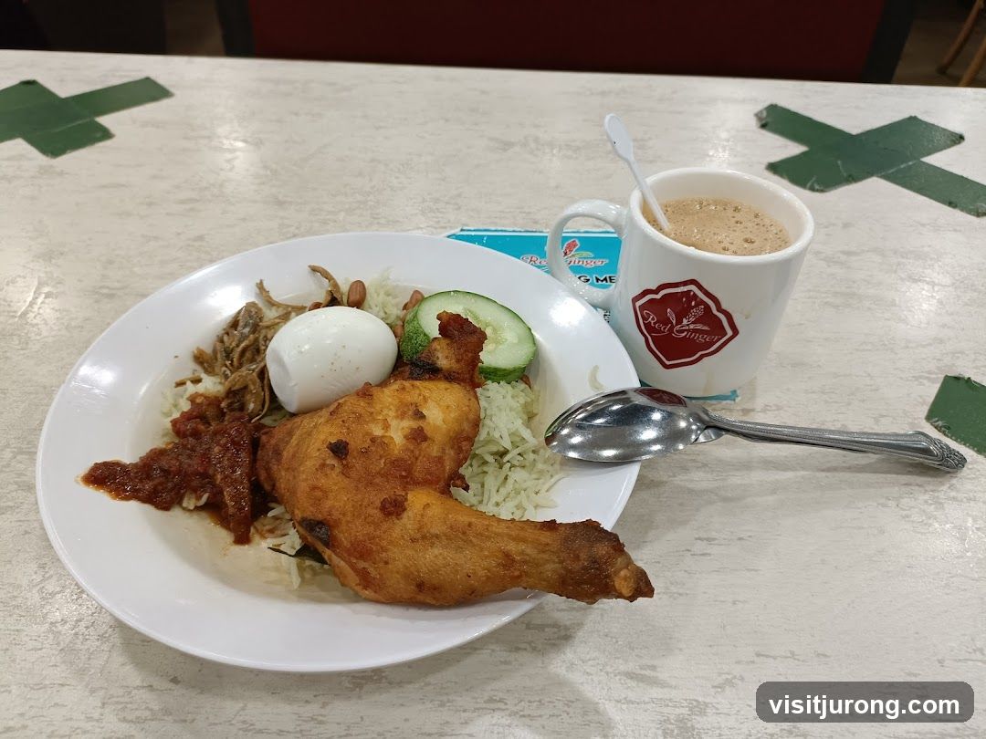 Nasi Lemak with Fried Chicken and Drink