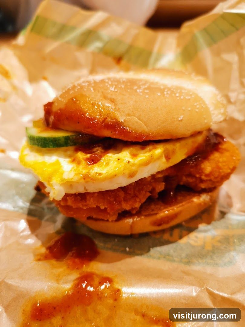 Burger with Fried Egg and Cucumber