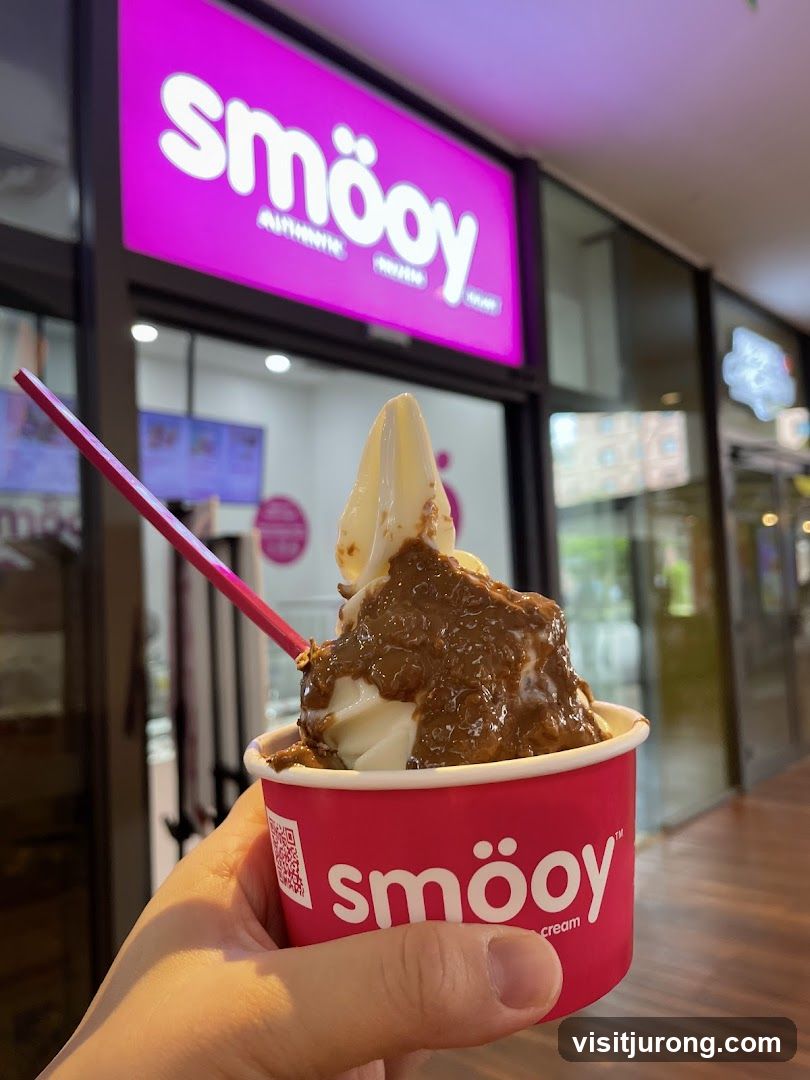 Frozen Yogurt with Chocolate Topping