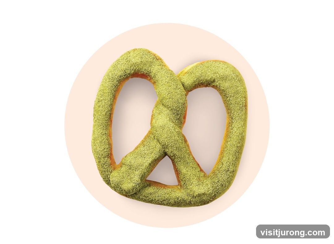 Pretzel with green topping