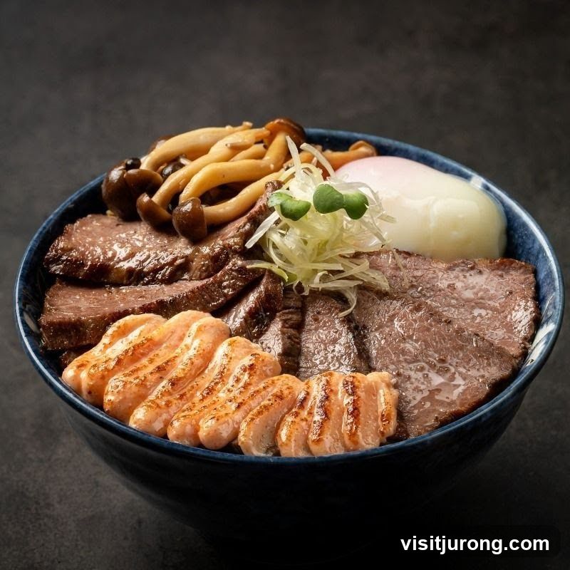 Beef and Salmon Donburi