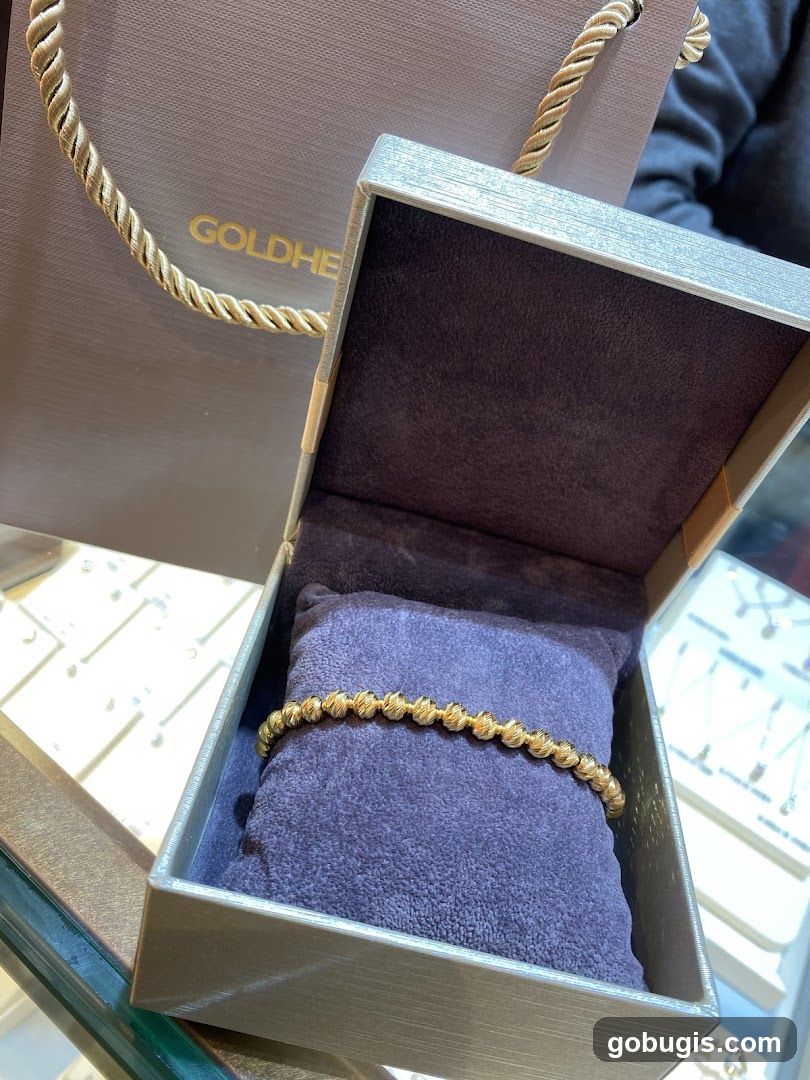 Gold bracelet in a gift box