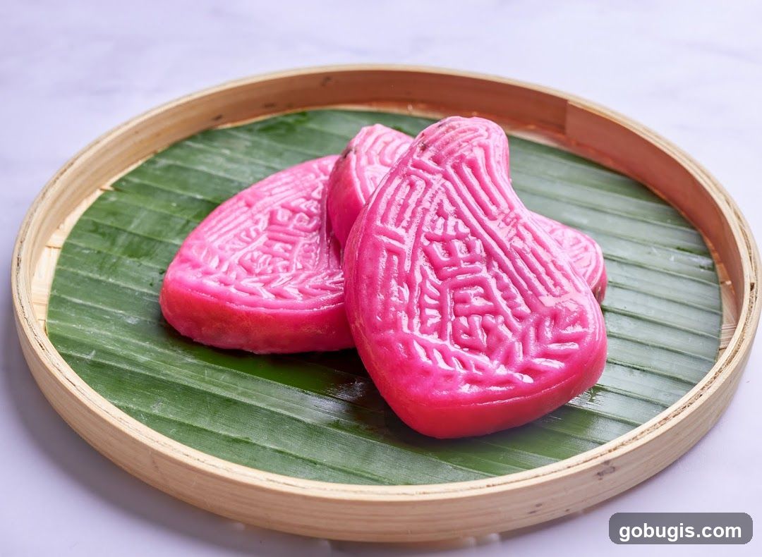 Pink Kuih Lapis on Banana Leaf