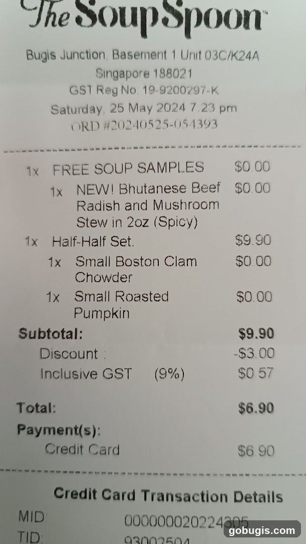 The Soup Spoon Receipt