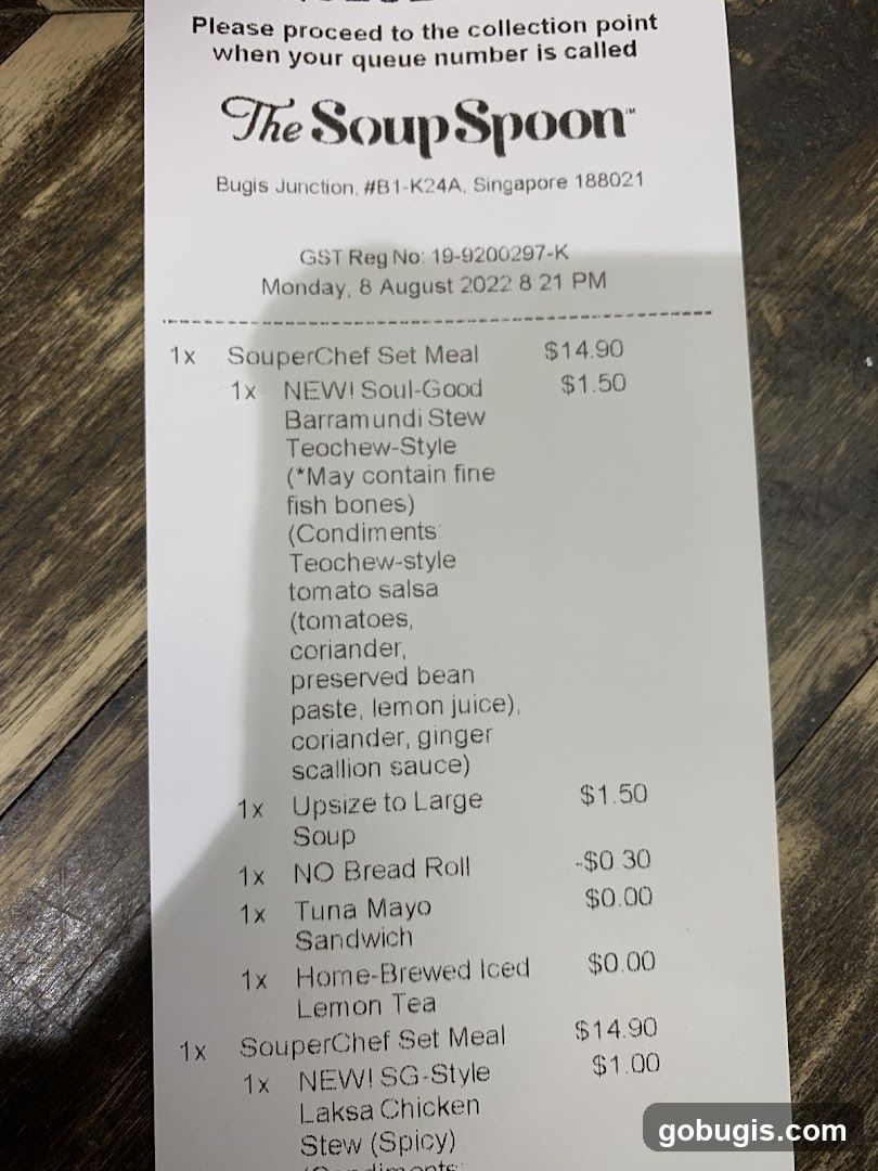 The Soup Spoon Receipt