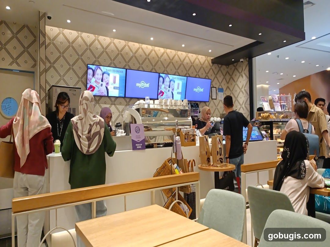 Cafe Counter with Pastries and Drinks