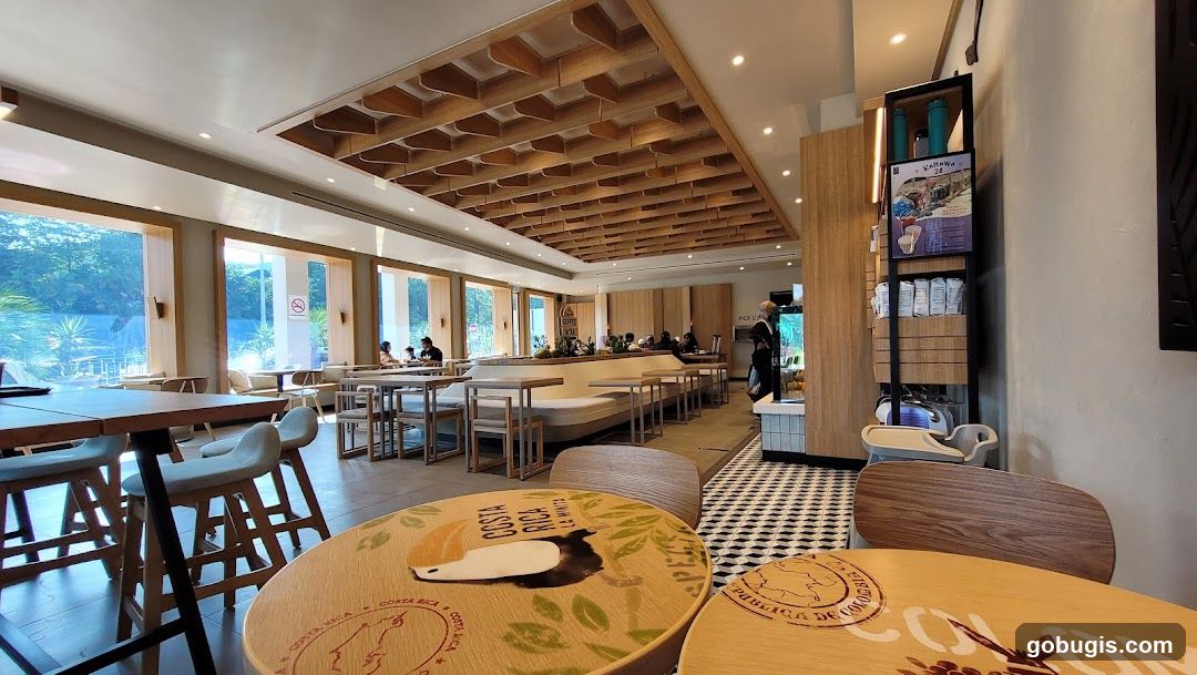 Cafe Interior with Neon Sign