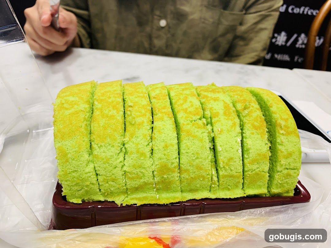 Sliced Green Roll Cake