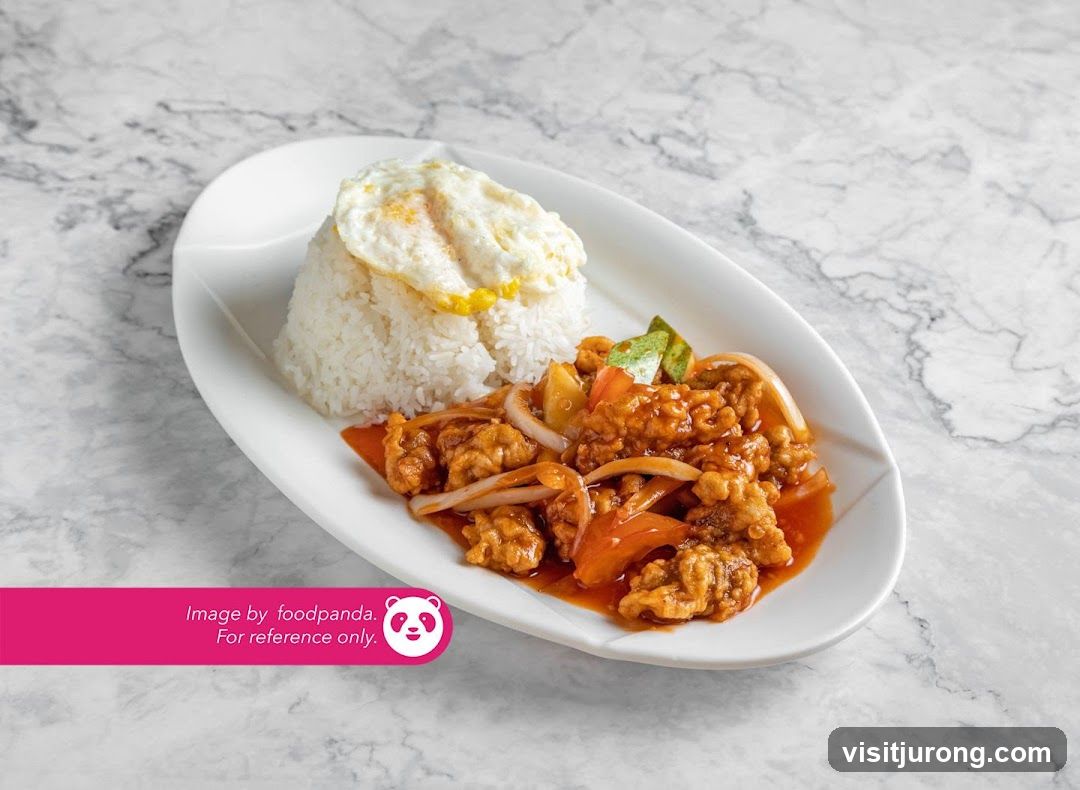 Sweet and Sour Pork with Rice and Fried Egg
