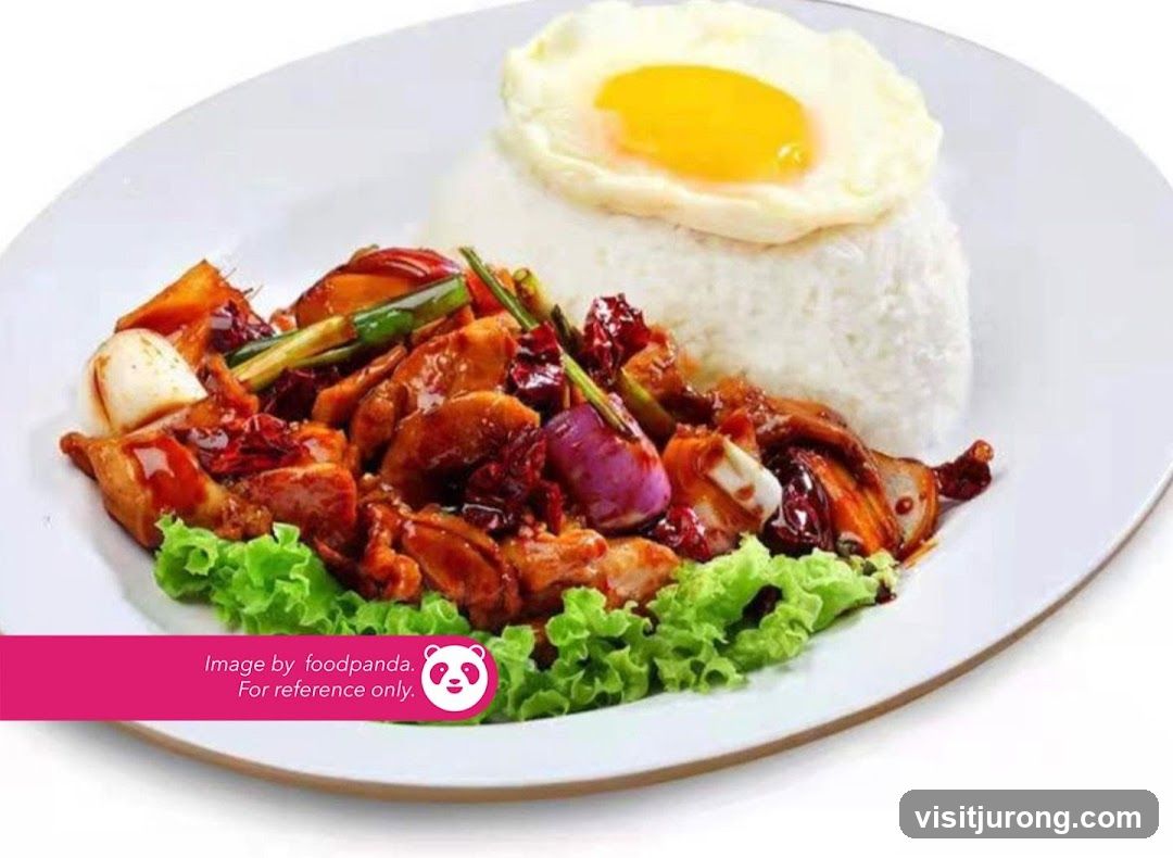 Spicy Chicken with Rice and Fried Egg