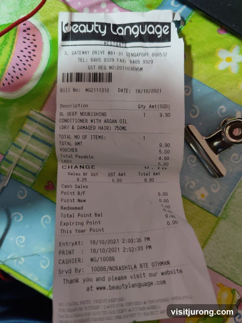 Receipt from Beauty Language