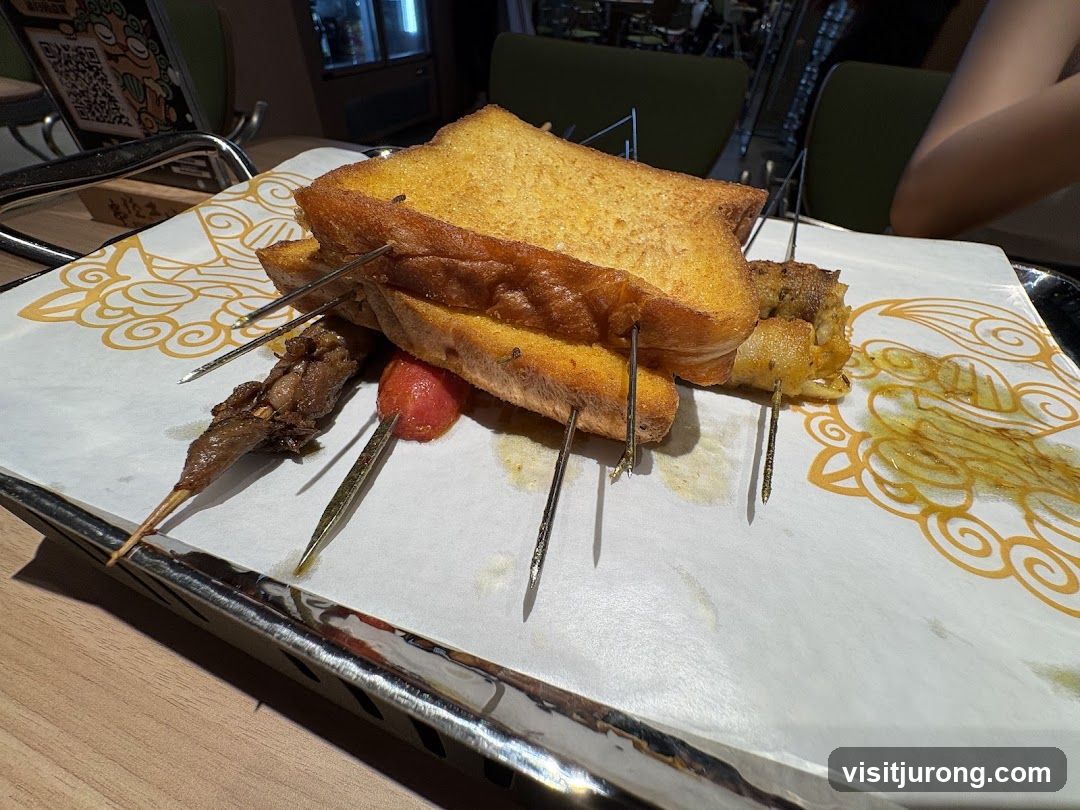 Skewered Food with Toast