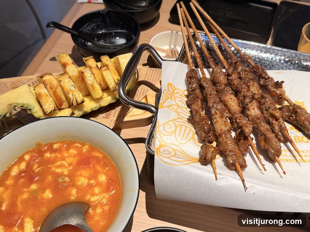 Grilled Skewers and Pineapple
