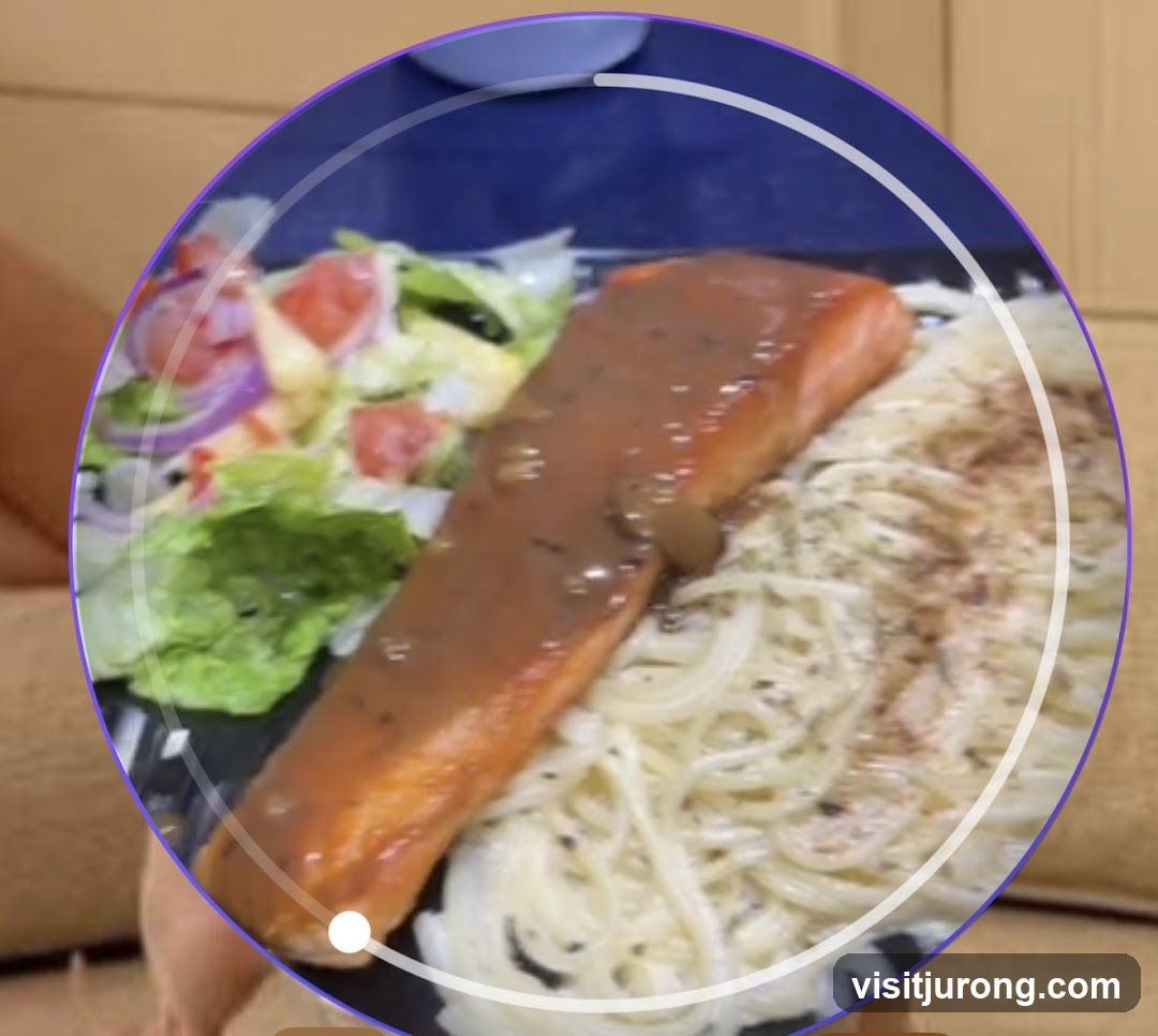 Salmon with Pasta and Salad