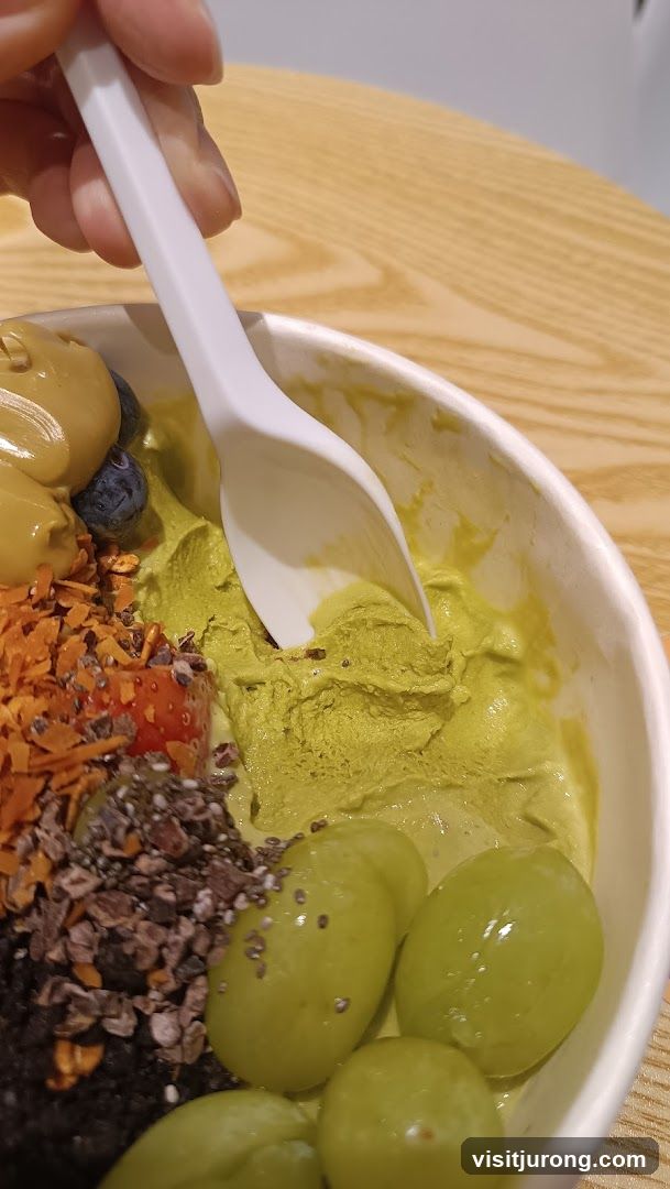 Close-up of a smoothie bowl with a spoon