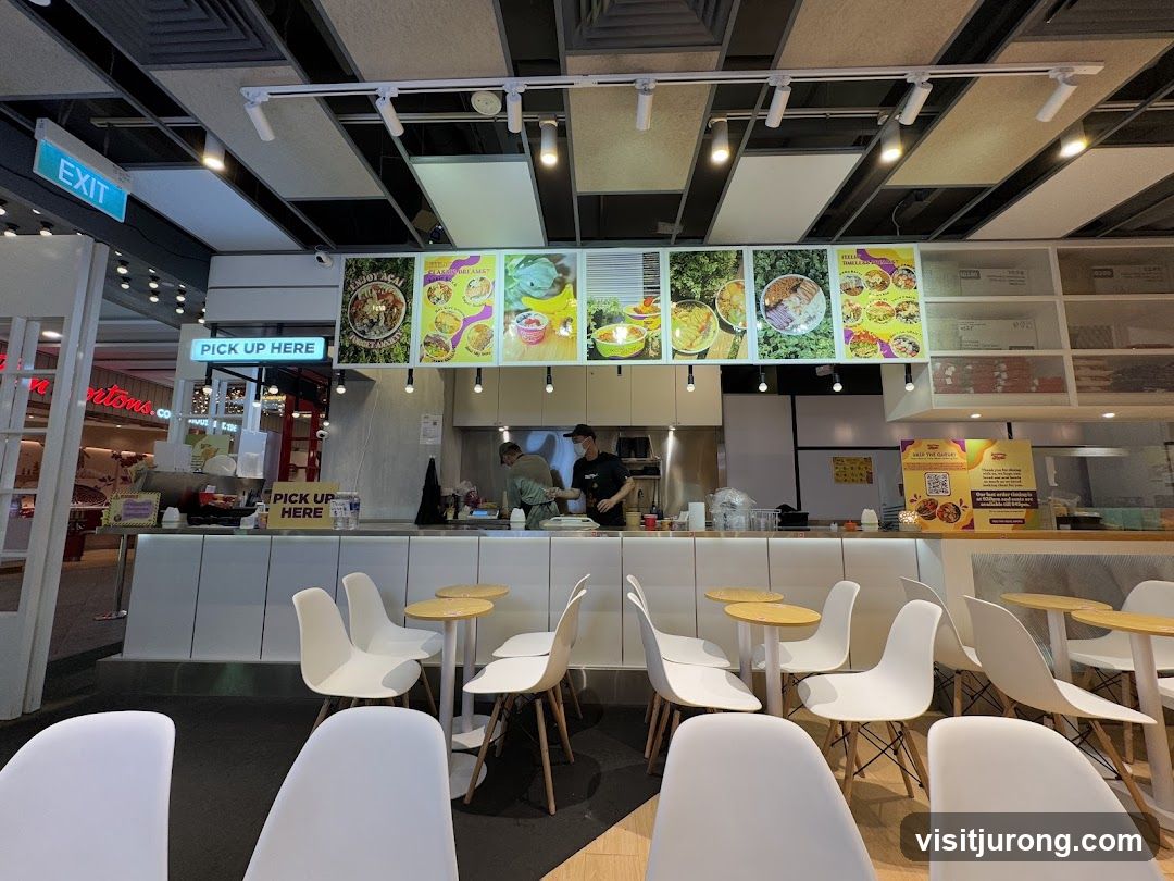 Food stall with menu and seating