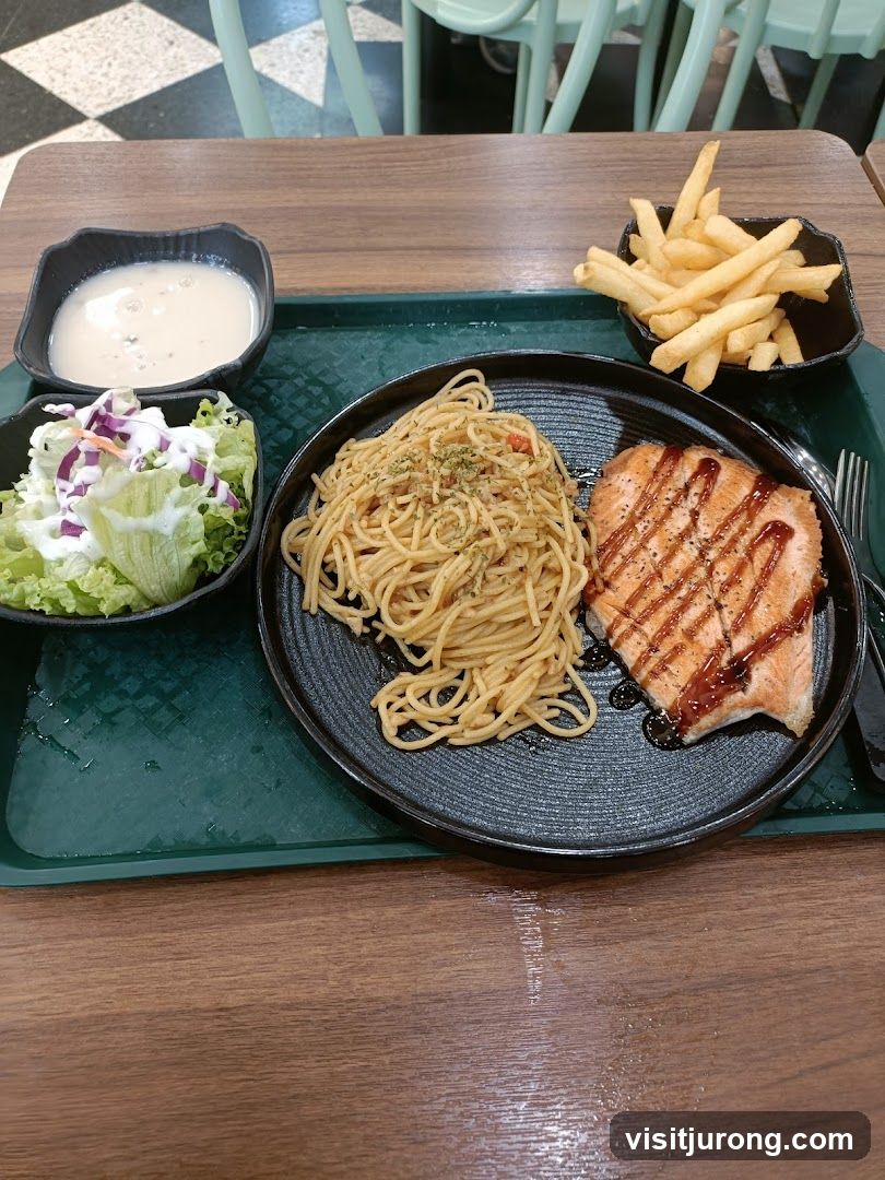 Salmon and Spaghetti Meal