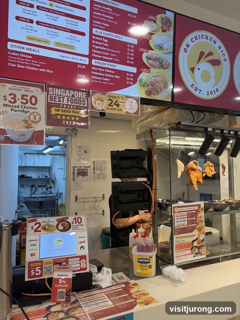 OK Chicken Rice Menu and Counter