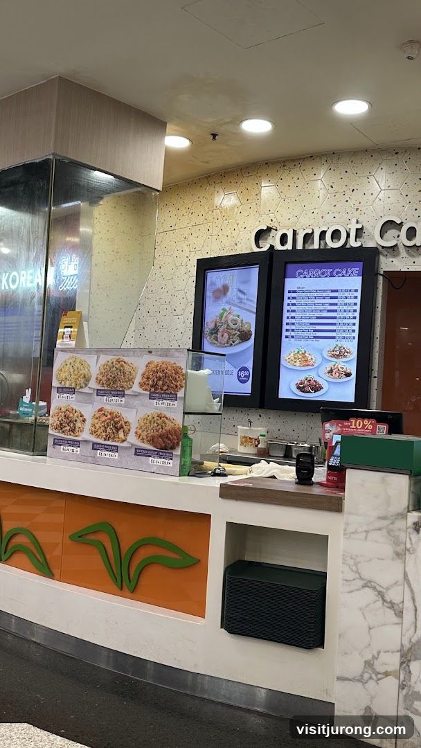 Food stall counter with menu displays