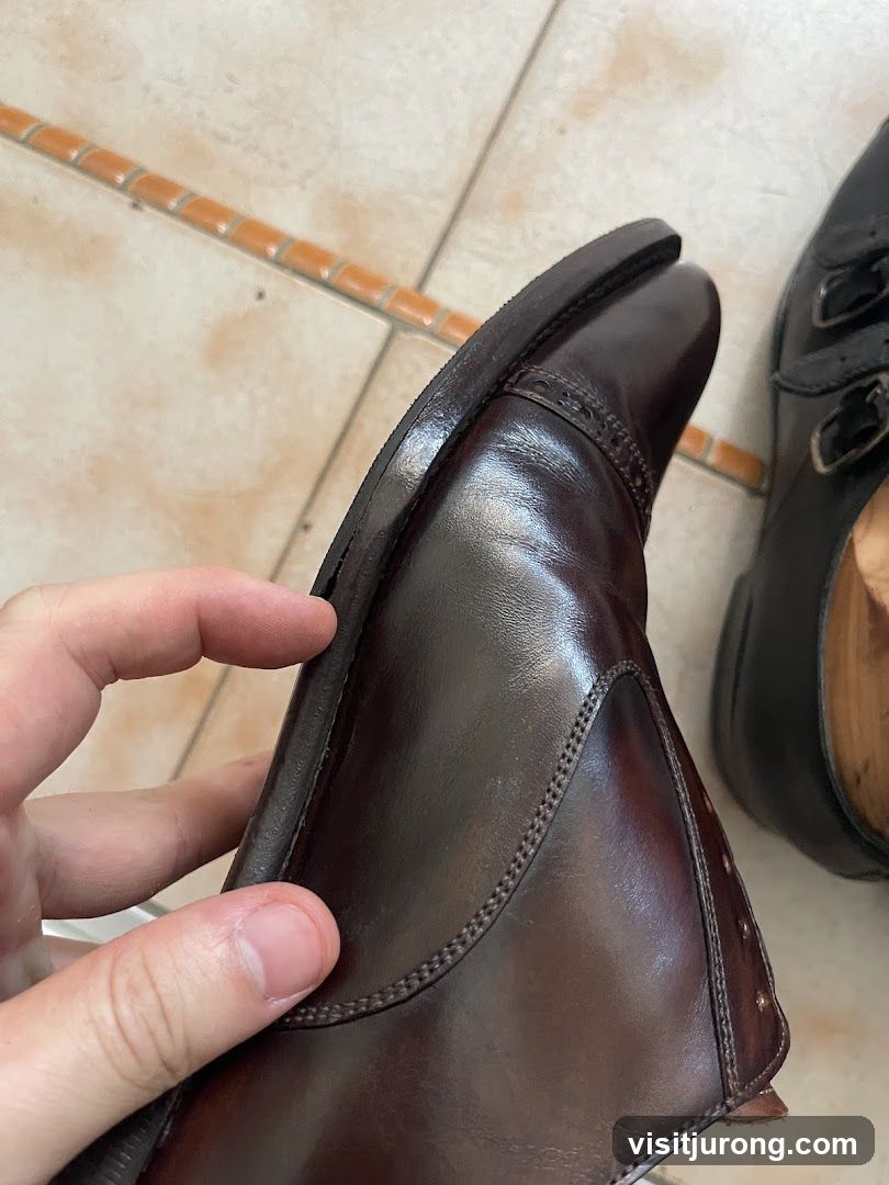 Close-up of a brown leather shoe