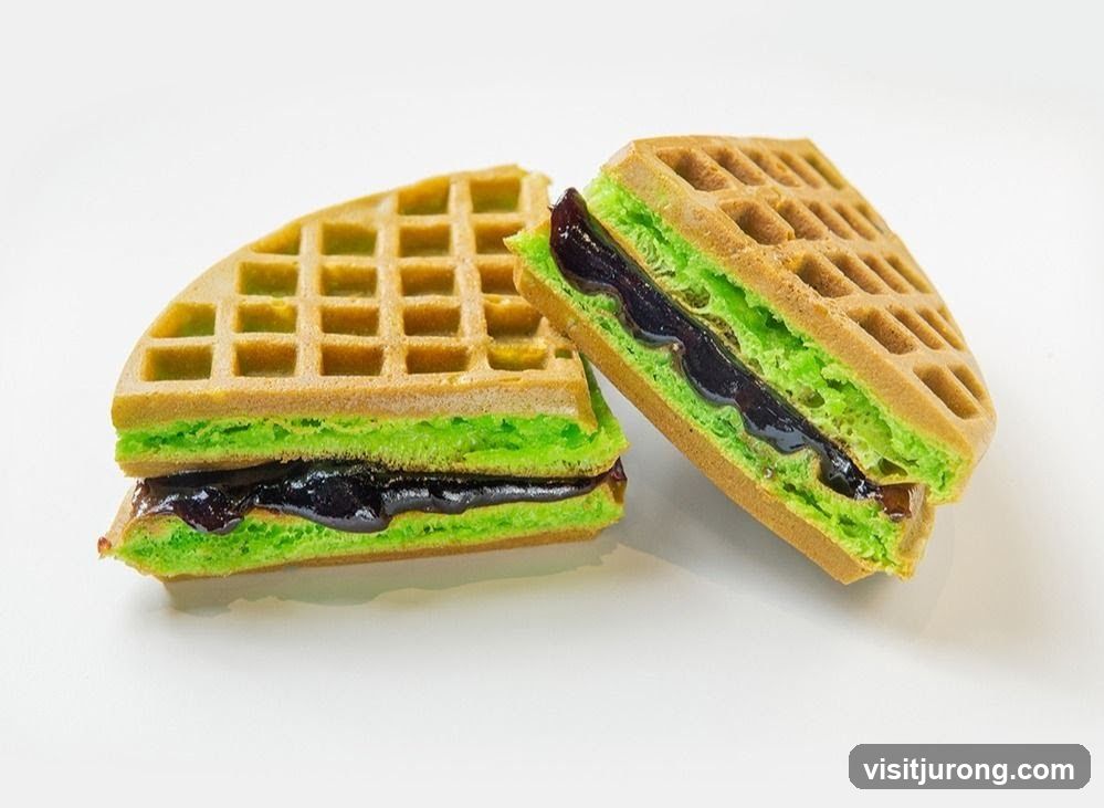 Pandan Waffles with Dark Filling