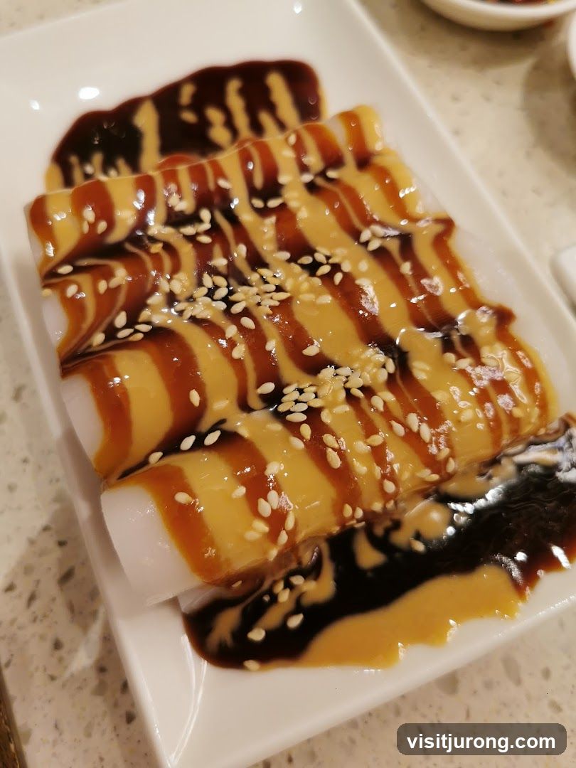 Cheung Fun with Peanut and Soy Sauce
