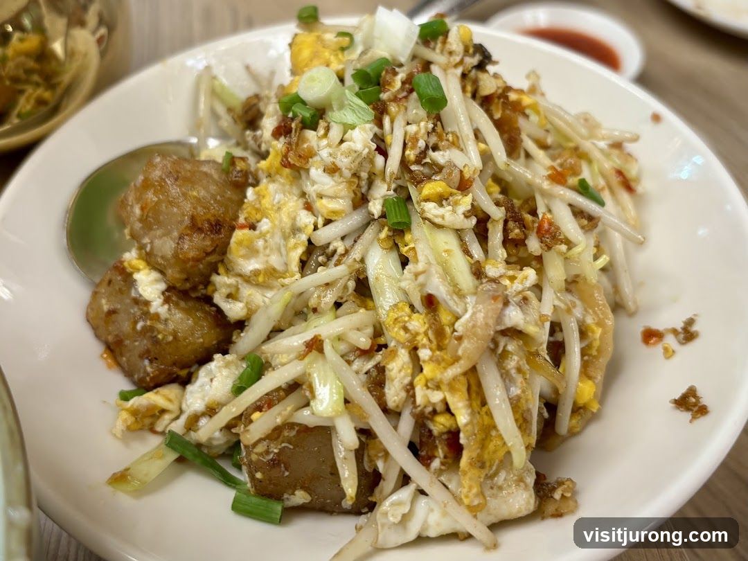 Fried Turnip Cake with Bean Sprouts and Egg