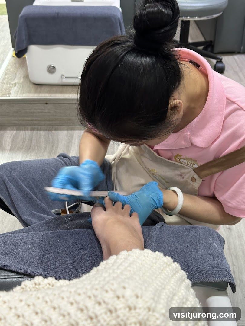 Pedicure in progress