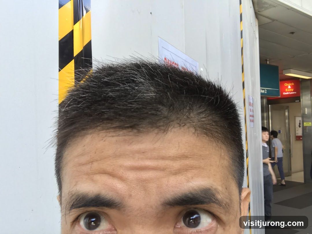 Man's Face and Storefront