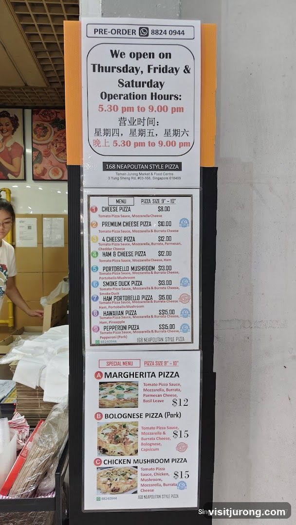 168 Neapolitan Style Pizza Menu