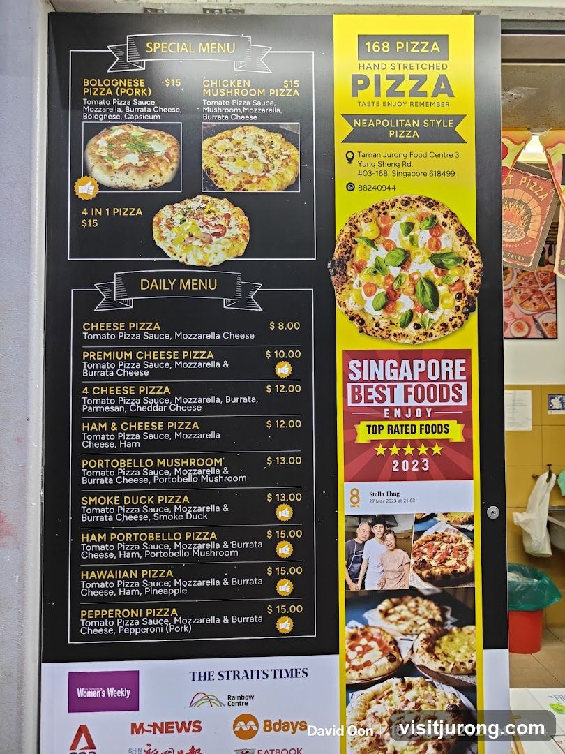 168 Pizza Menu