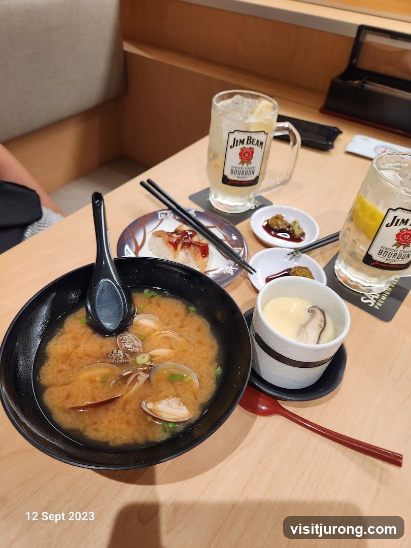 Table with Japanese Food and Drinks