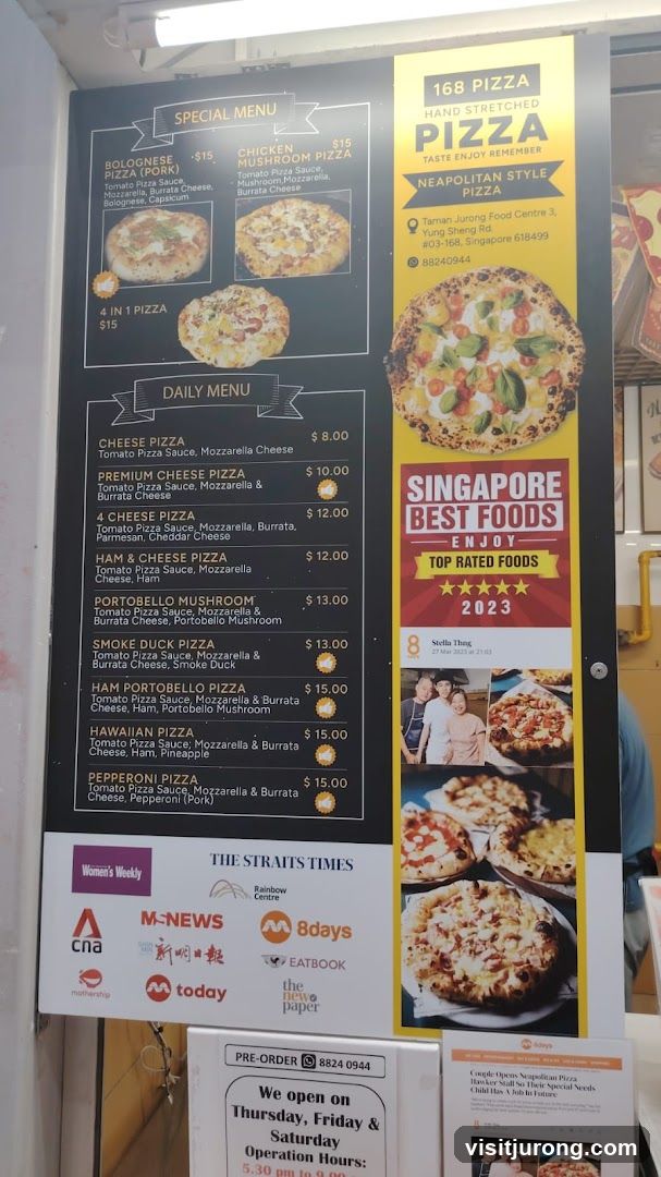 168 Pizza Menu
