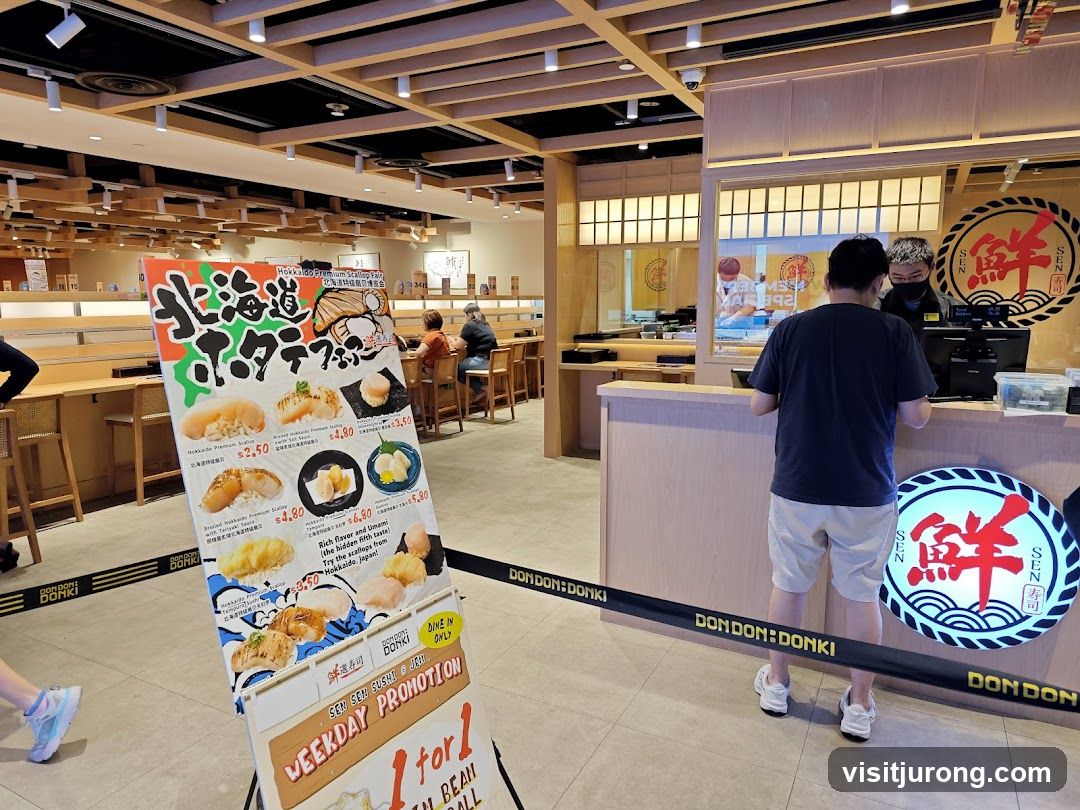 Sushi Restaurant Interior with Menu