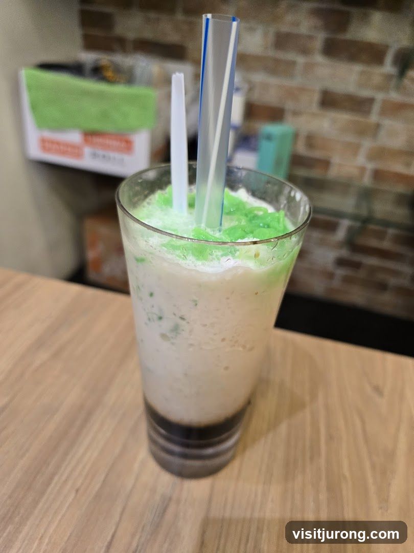 Iced Drink with Green Topping