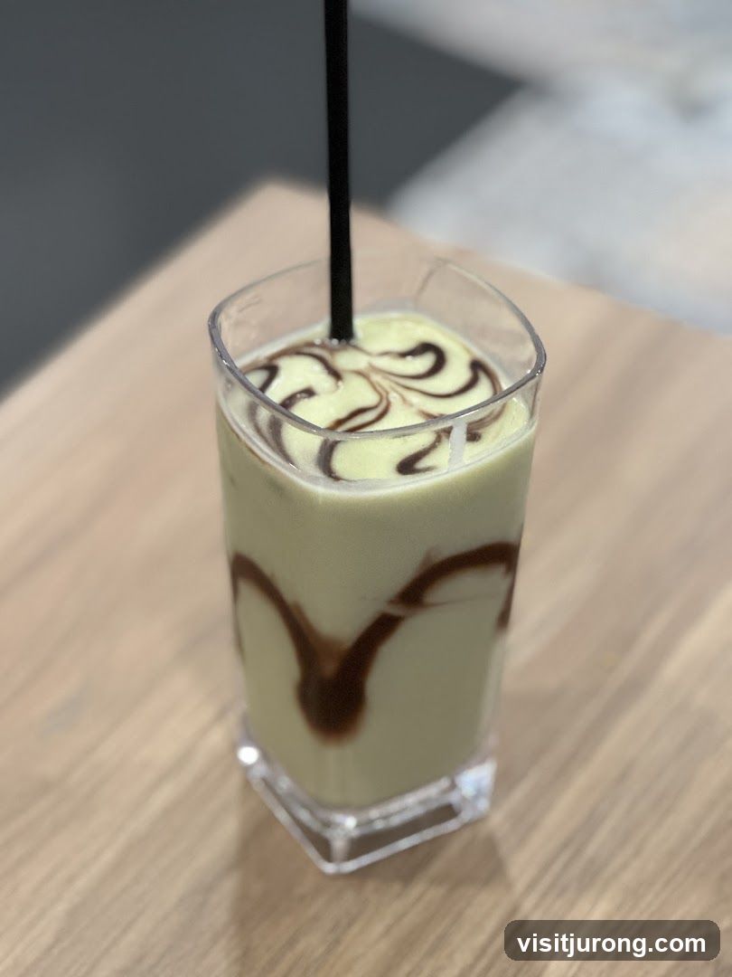 Matcha Drink with Chocolate Drizzle