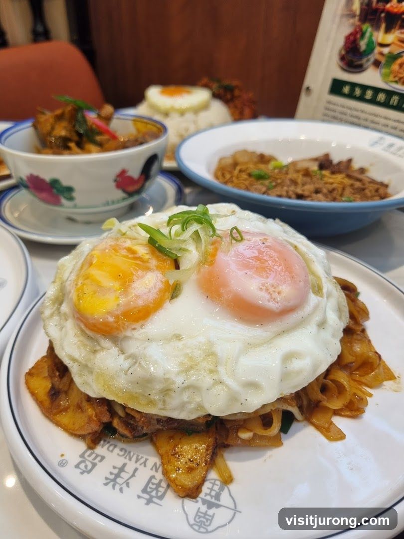 Fried Eggs with Noodles and Side Dishes