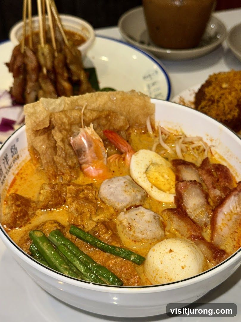 Curry Laksa with Satay and Fried Food