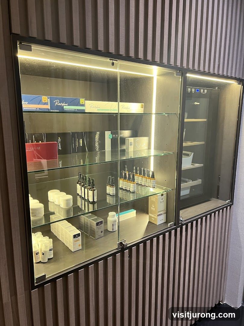 Display Cabinet with Skincare Products