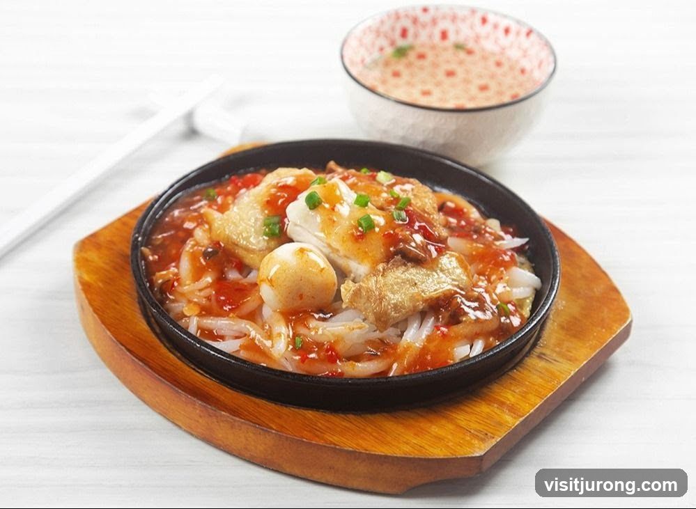Sizzling Noodles with Fish Balls and Tofu