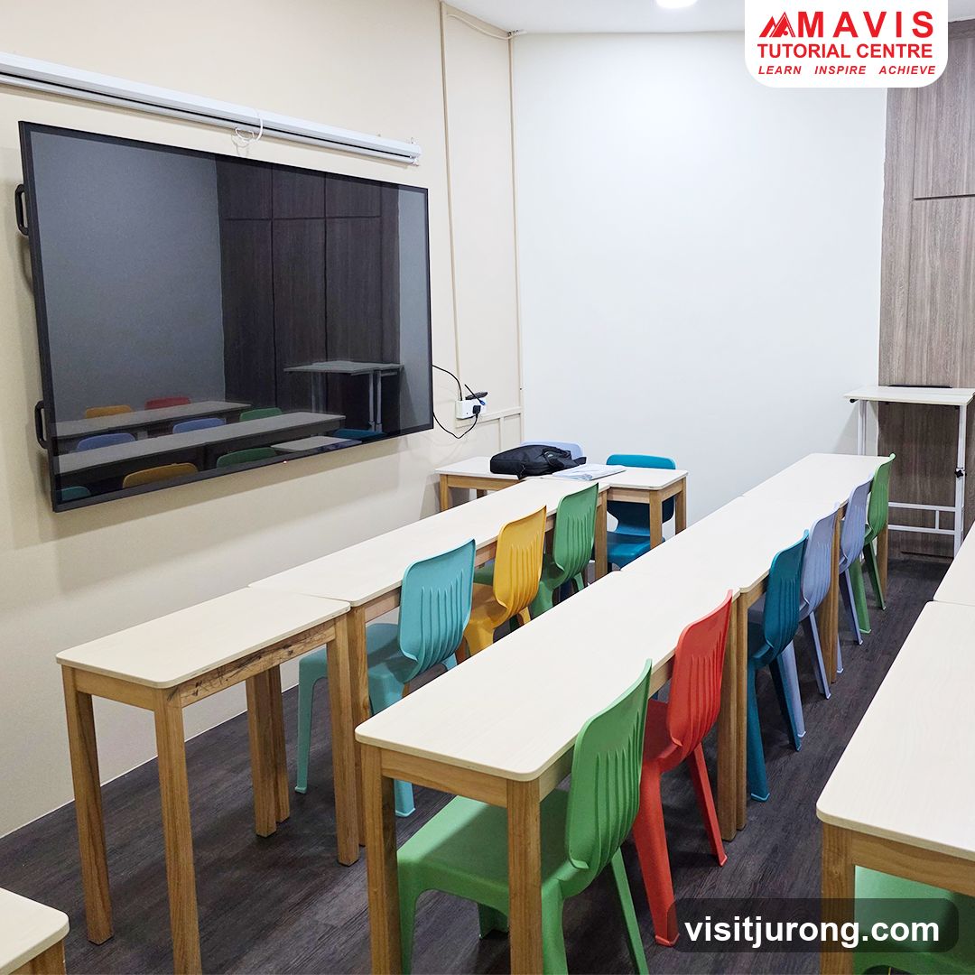 Classroom with Mavis Tutorial Centre Logo